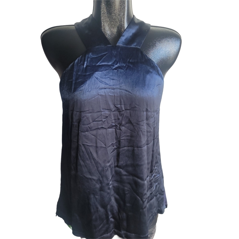 Banana Republic Navy Satin Halter Top NWT Size S